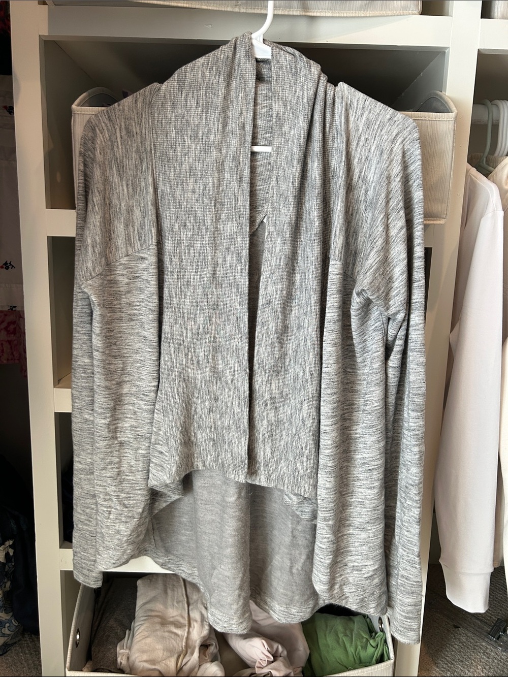Athleta Light Heather Gray Open-Front Draped Cardigan